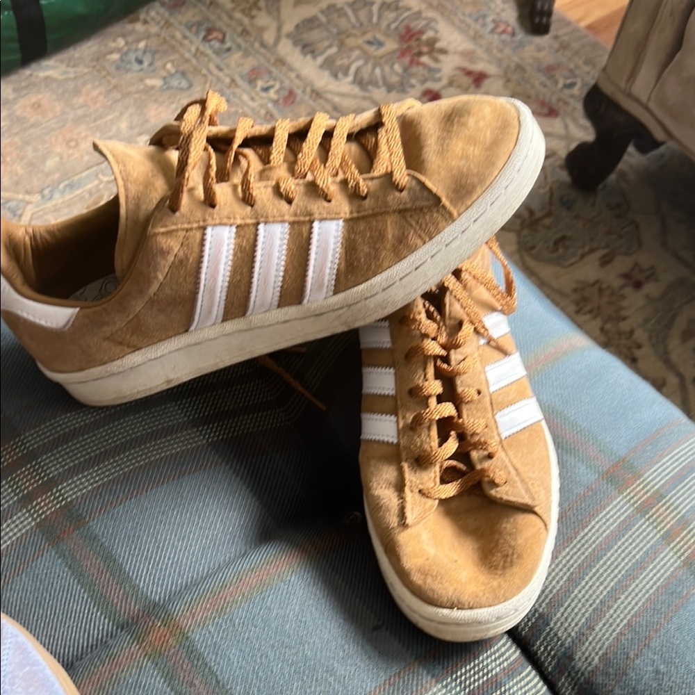Adidas Tan and White Sneakers Classic Style